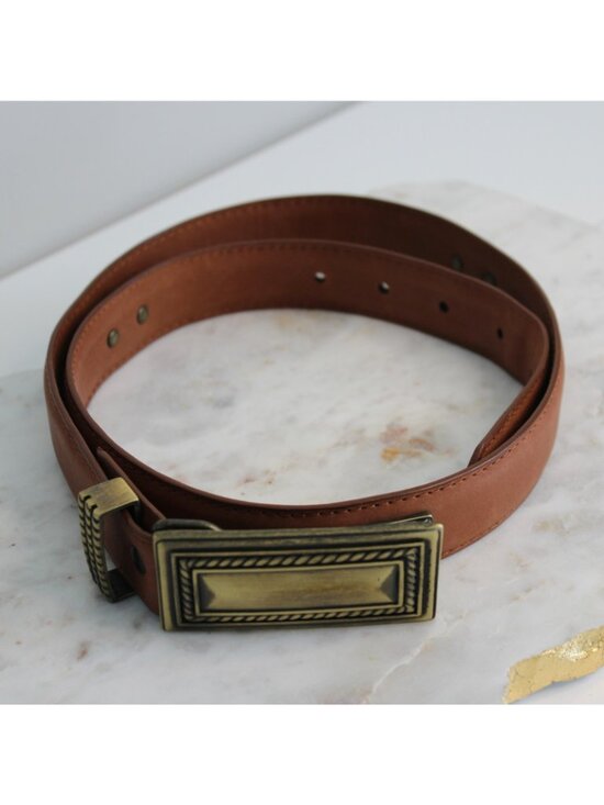 Montana Silversmiths Reflexions Western Belt L Brown Leather Brass Buckle main image 6